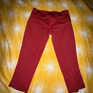 Red Striped Capri Cut Leggings